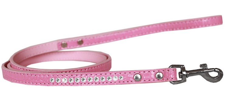 Clear Jewel Croc Leash Light Pink 1/2'' wide x 4' long